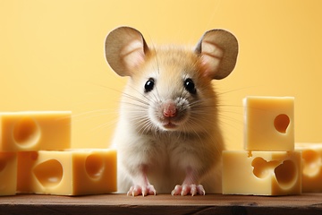 Image showing Mouse with piece of cheese