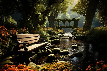 Image showing Resting place with a bench