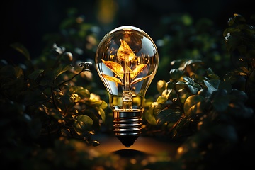 Image showing Light bulb and green plant