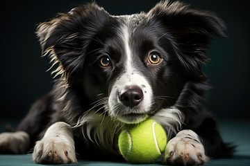 Image showing Funny dog with small ball