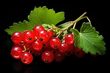 Image showing Red currants on black