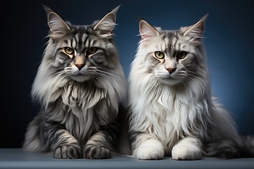 Image showing Two Maine coon cats