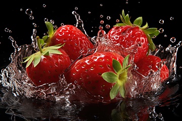 Image showing Fresh strawberries in water splash