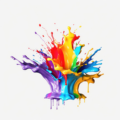 Image showing Colorful paint splash on white