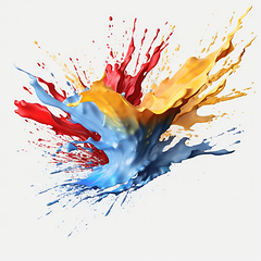 Image showing Colorful paint splash on white