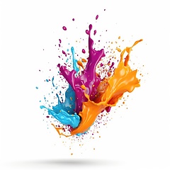 Image showing Colorful paint splash on white