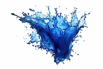 Image showing Blue water splash on white