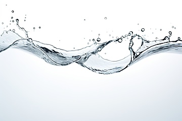 Image showing Water wave and splash on white