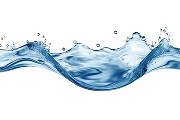 Image showing Water wave and splash on white