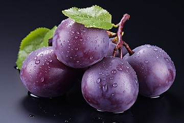 Image showing Purple plum on black