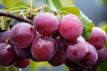 Image showing Purple plum on tree branch