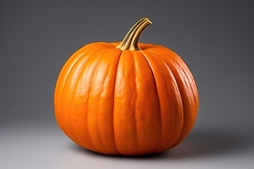 Image showing Single pumpkin on grey