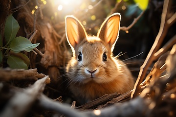 Image showing Cute rabbit in forest