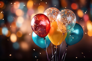 Image showing Birthday party colourful balloons