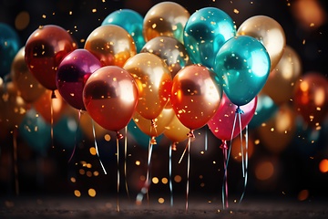 Image showing Birthday party colourful balloons