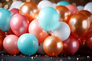 Image showing Birthday party colourful balloons