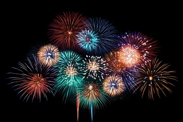 Image showing Illustration of fireworks on black