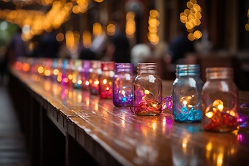 Image showing Elements of decor party with light bulbs