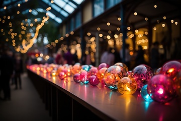 Image showing Elements of decor party with light bulbs