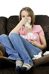 Image showing Teenage girl with a cold