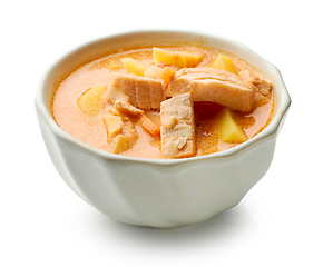 Image showing bowl of salmon soup