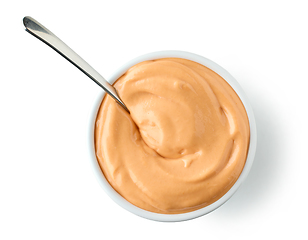 Image showing bowl of ketchup and mayonnaise sauce