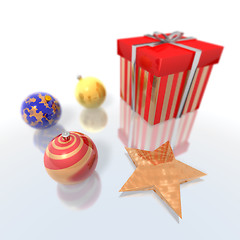 Image showing Christmas gift and baubles