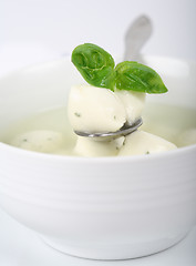 Image showing Mozzarella with basil