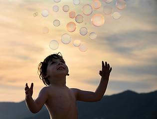 Image showing Boy with bubbles