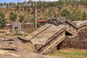 Image showing Famous ancient obelisks in city Aksum, Ethiopia