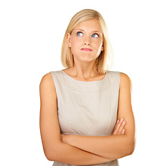 Image showing Casually beautiful. Cropped shot of a gorgeous young woman posing in the studio.