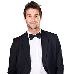 Image showing All class. Studio portrait of a handsome young man wearing a tuxedo.