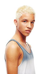 Image showing Youthful confidence. Studio shot of a young man isolated on white.