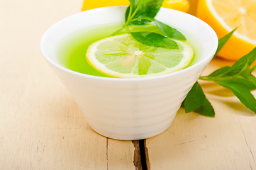 Image showing mint infusion tea tisane with lemon