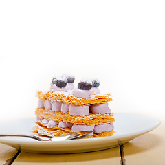 Image showing napoleon blueberry cake dessert