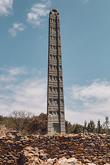 Image showing Famous ancient obelisks in city Aksum, Ethiopia