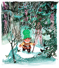 Image showing Young kid in snow