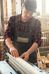 Image showing Carpenter planed wooden block