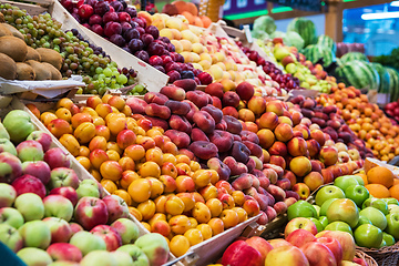 Image showing Assortment of fruits at market