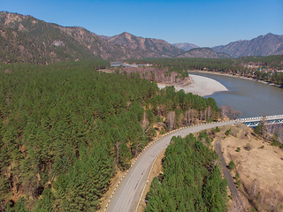 Image showing Aerial view of a road in summer landscape