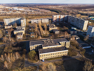 Image showing Aerial view of a Zarinsk town in summer landscape