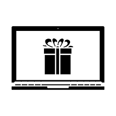 Image showing Laptop With Gift Box On Screen Icon