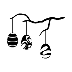 Image showing Easter Eggs Hanged On Tree Branch Icon