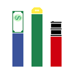 Image showing Oil, Dollar And Gold Chart Concept Icon