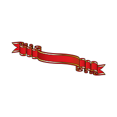 Image showing Red Ribbon With Golden Stripes