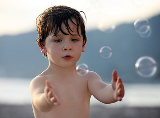 Image showing Boy with bubbles