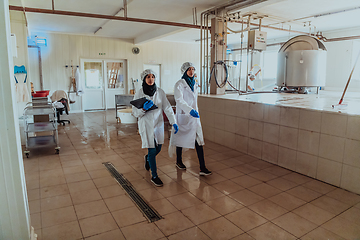 Image showing Arab business partner visiting a cheese factory. The concept of investing in small businesses