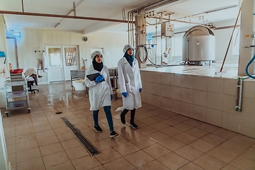 Image showing Arab business partner visiting a cheese factory. The concept of investing in small businesses