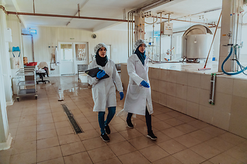 Image showing Arab business partner visiting a cheese factory. The concept of investing in small businesses