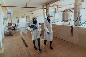 Image showing Arab business partner visiting a cheese factory. The concept of investing in small businesses